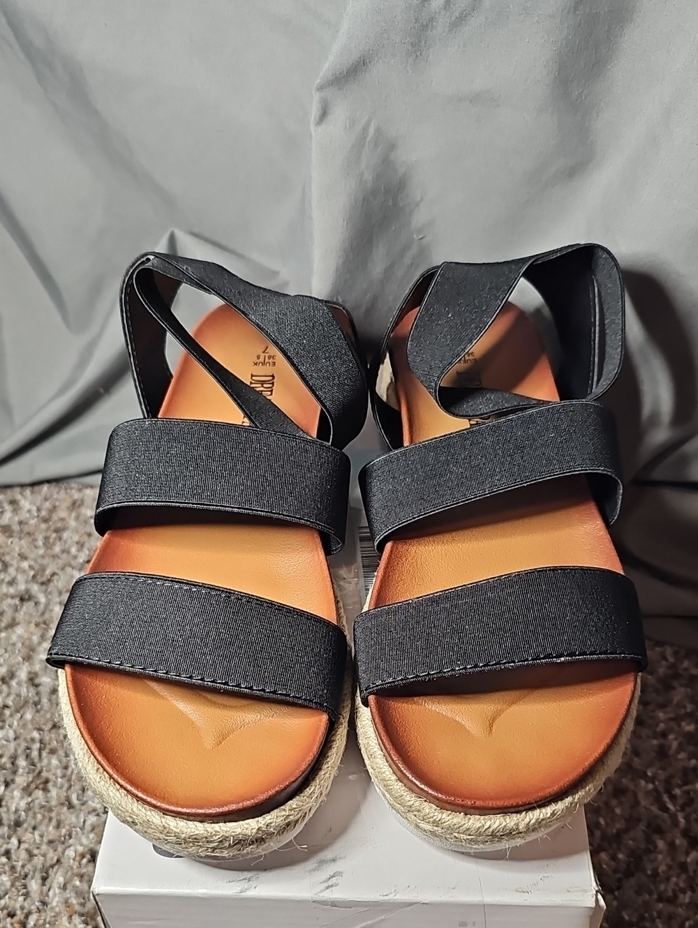 Women's NWT Black Strappy Espadrille Sandals - Comfort Footbed
